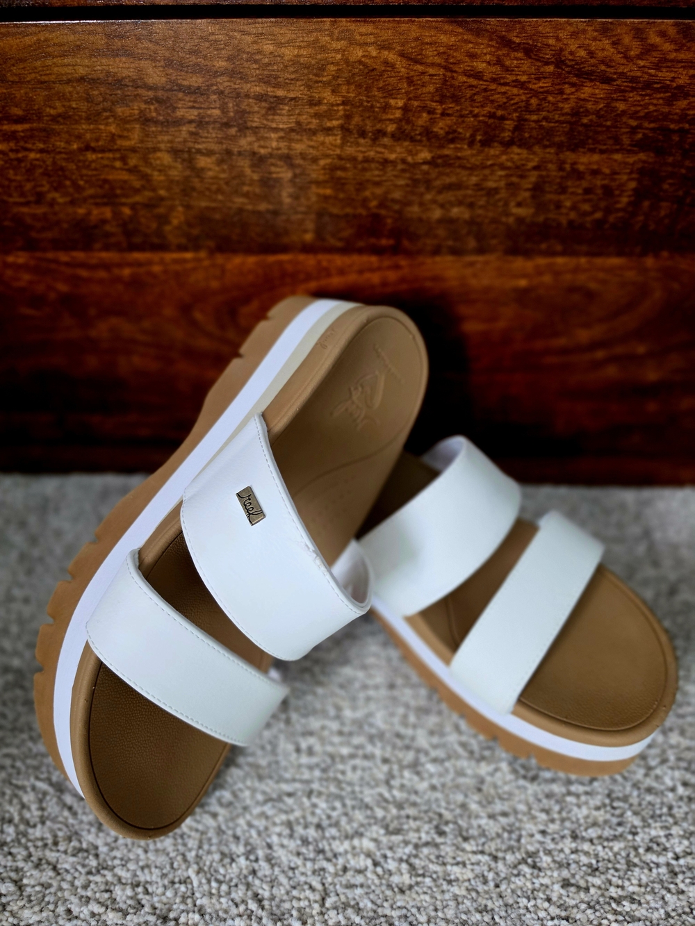 Reef Women’s White Double-Strap Sandals with Tan Footbed